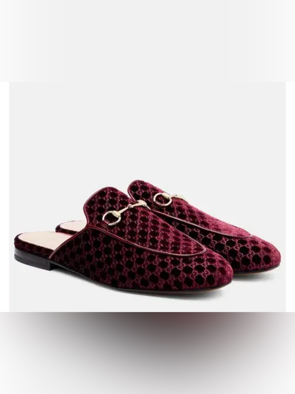 Gucci Princetown mules burgundy velvet slippers moccasins loafers sz 40